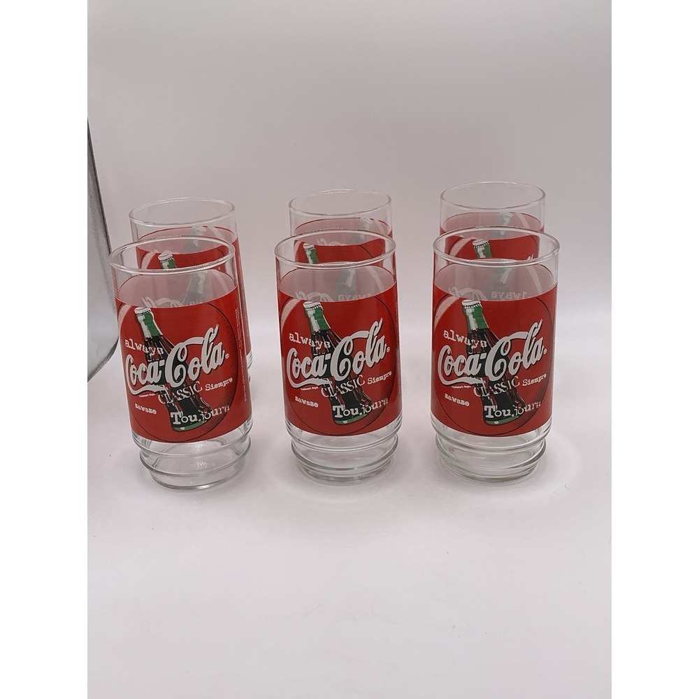 Set of 6 Coca-Cola Classic Toujours Drinking Glasses Tumblers Coke